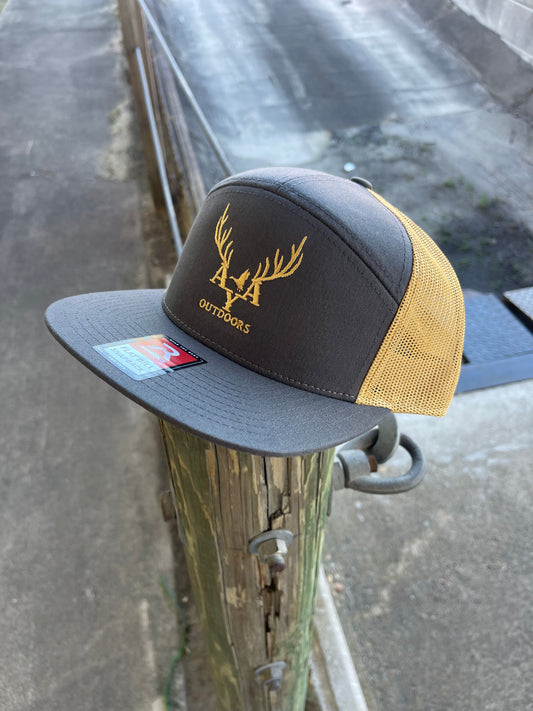 Original Logo 7 Panel Hat Charcoal/ Old Gold